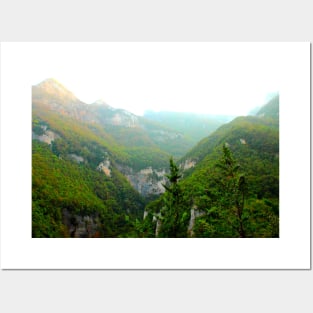 View at the Sibillini Mountains in the gorge of Eremo di Soffiano near Sarnano Posters and Art